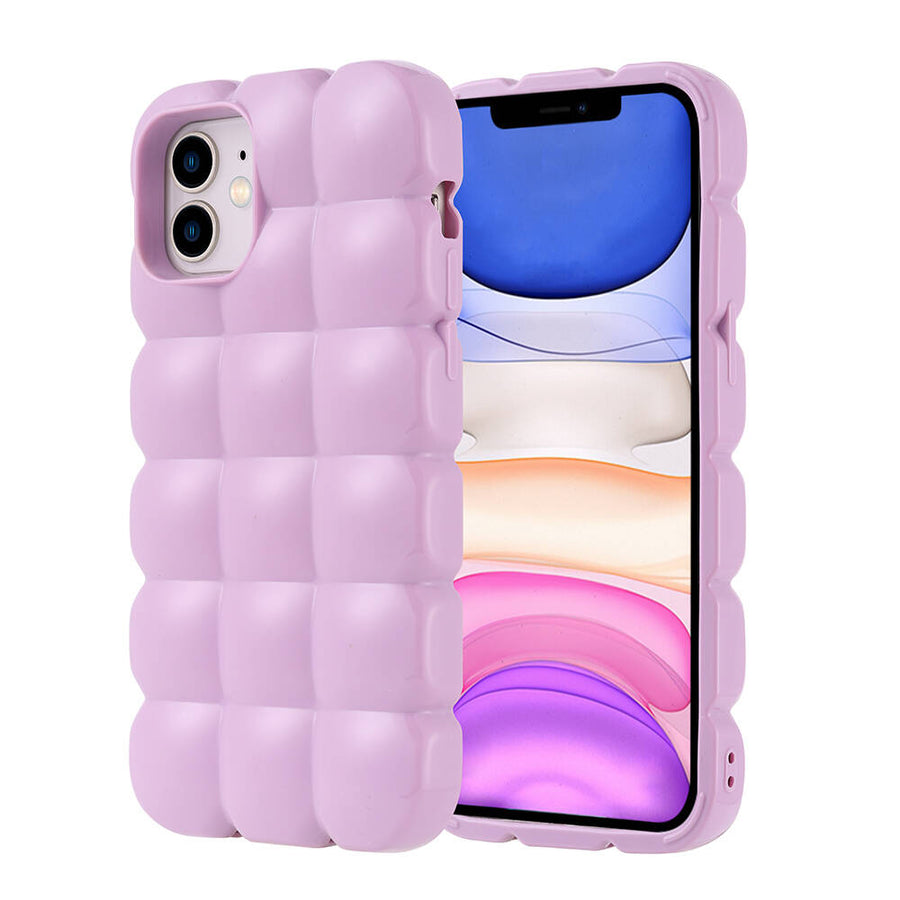 iPhone 12 Kılıf Parlak Esnek Silikon Zore Dom Dom Kılıf - Lila