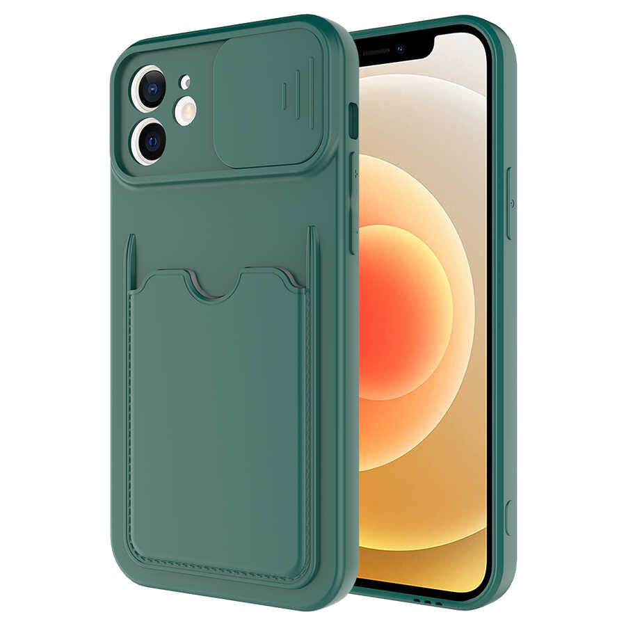 iPhone 12 Kılıf Zore Kartix Kılıf - Koyu Yeşil