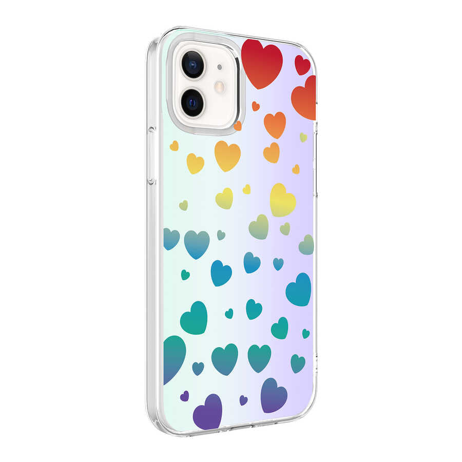 iPhone 12 Kılıf Zore M-Blue Desenli Kılıf - Heart No3