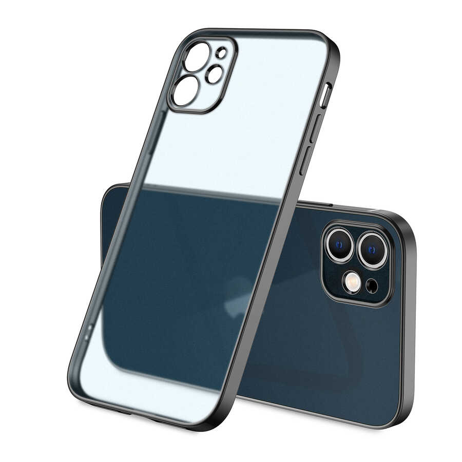 iPhone 12 Kılıf Zore Mat Gbox Kılıf - Siyah