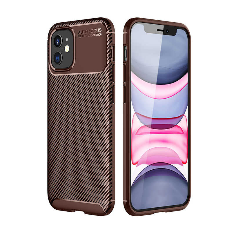 iPhone 12 Kılıf Zore Negro Silikon Kılıf - Kahverengi