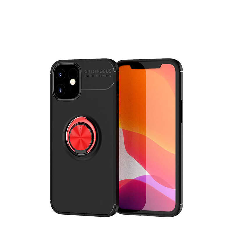 iPhone 12 Kılıf Zore Ravel Silikon Kılıf - Siyah-Kırmızı
