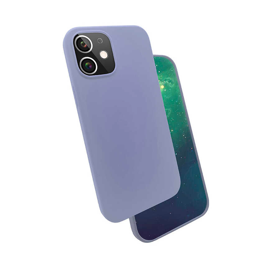 iPhone 12 Kılıf Zore Silk Silikon - Lila
