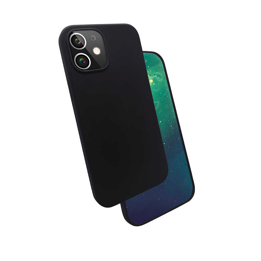 iPhone 12 Kılıf Zore Silk Silikon - Siyah