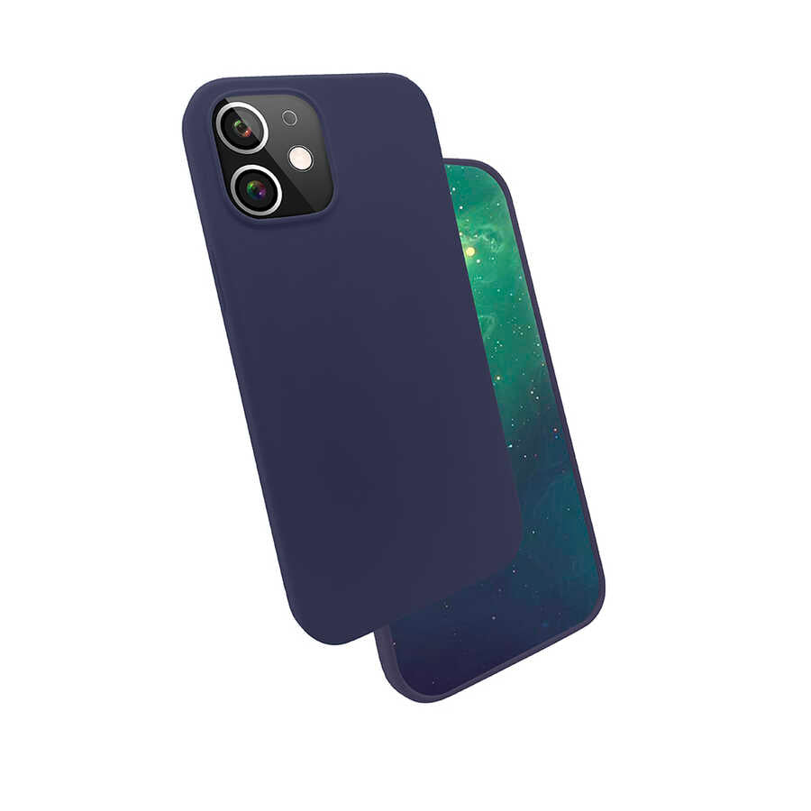 iPhone 12 Kılıf Zore Silk Silikon - Lacivert