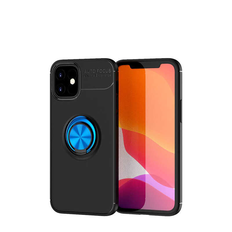 iPhone 12 Mini Kılıf Zore Ravel Silikon Kılıf - Siyah-Mavi
