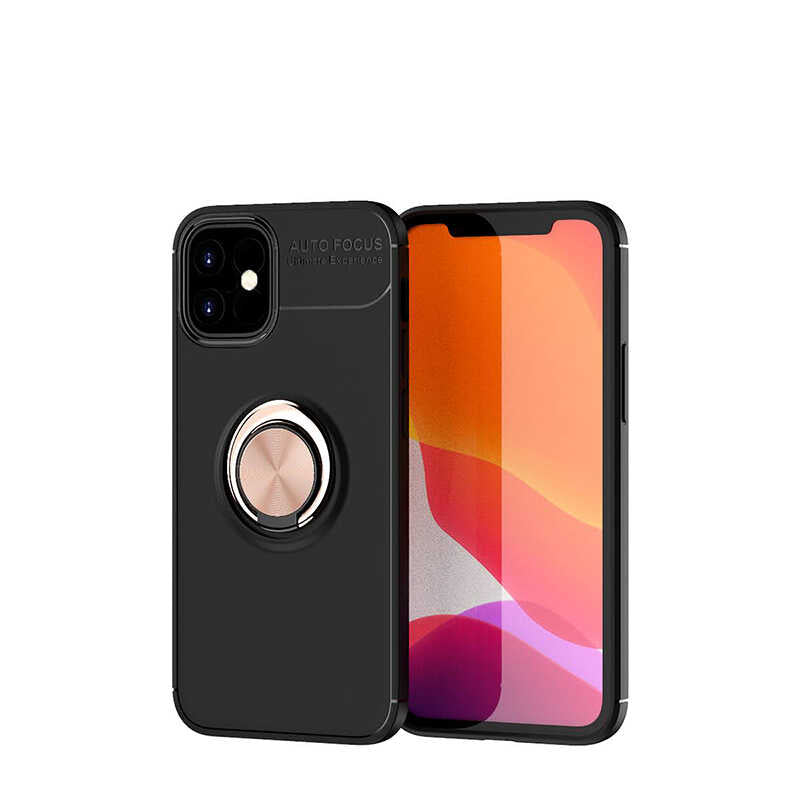 iPhone 12 Mini Kılıf Zore Ravel Silikon Kılıf - Siyah-Rose Gold