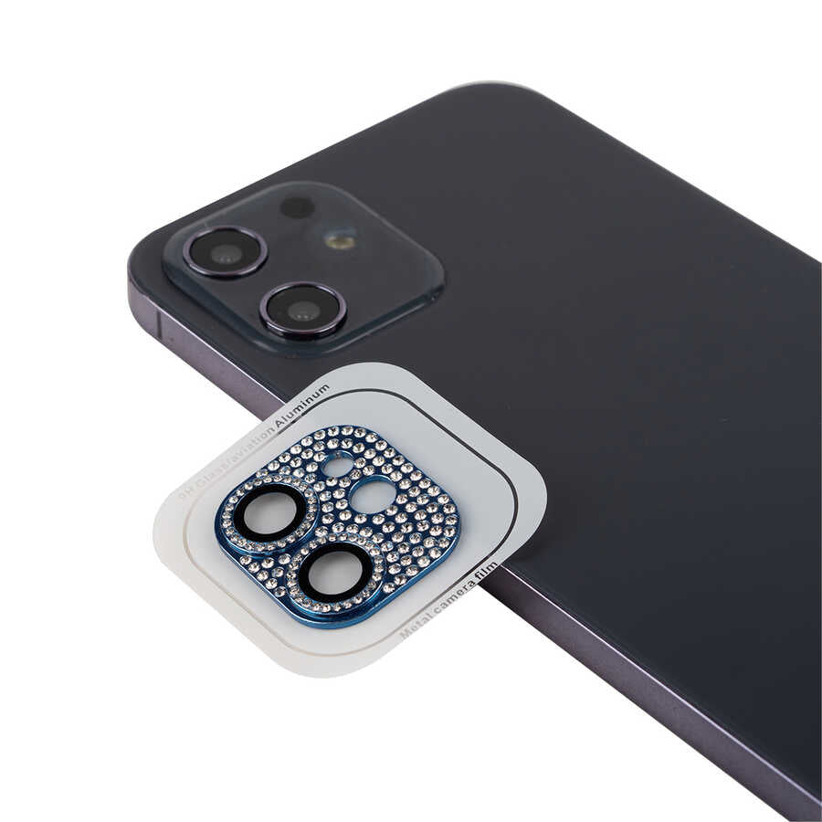 iPhone 12 Mini Zore CL-08 Kamera Lens Koruyucu - Mavi