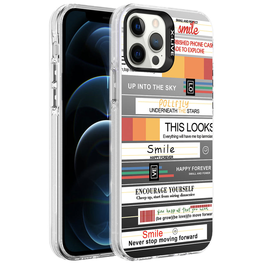 iPhone 12 Pro Kılıf Desenli Zore Silver Sert Kılıf - Mottolar