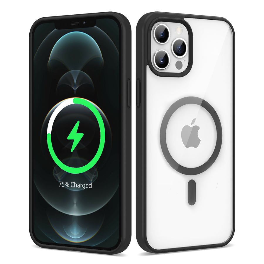 iPhone 12 Pro Kılıf M-safe Wireless Şarj Özellikli Silikon Zore Ege Kılıf - Siyah