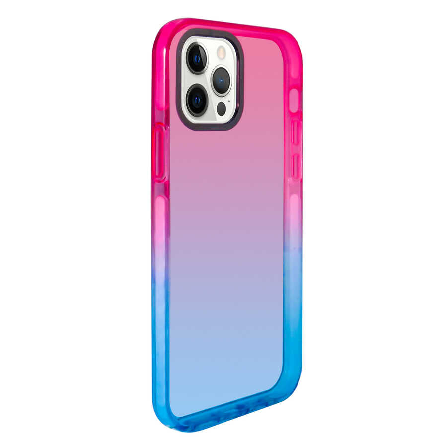 iPhone 12 Pro Kılıf Zore Renkli Punto Kılıf - Pembe-Mavi
