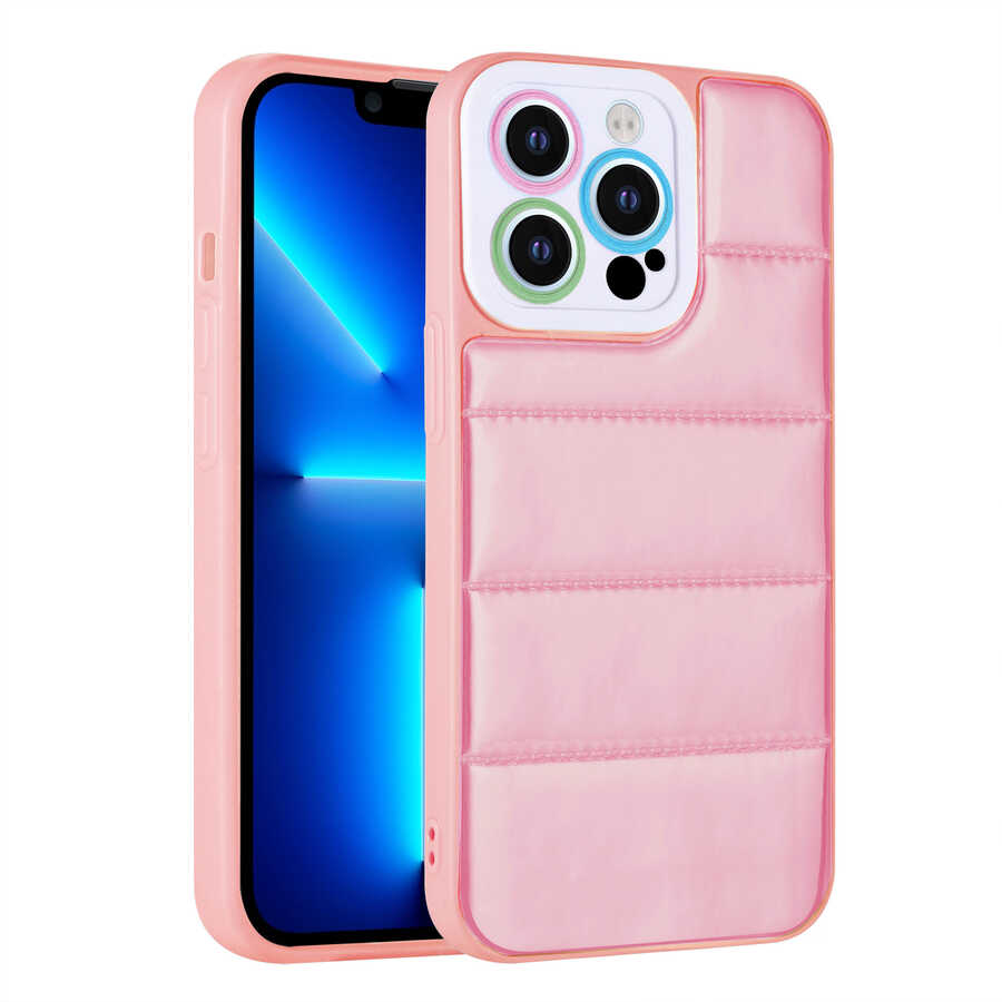 iPhone 12 Pro Max Kılıf Kamera Korumalı Airbagli Renkli Zore Seksek Kılıf - Pembe