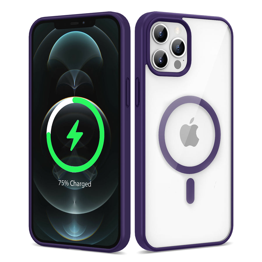 iPhone 12 Pro Max Kılıf M-safe Wireless Şarj Özellikli Silikon Zore Ege Kılıf - Derin Mor