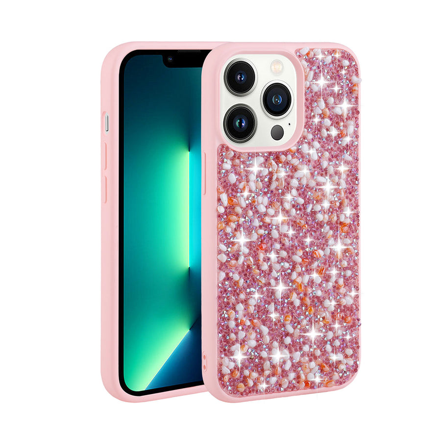 iPhone 12 Pro Max Kılıf Parlak Taşlı Tasarım Zore Linea Kılıf - Pembe