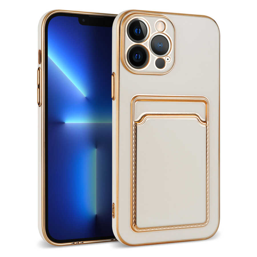 iPhone 12 Pro Max Kılıf Zore Bark Kartlıklı Kılıf - Beyaz
