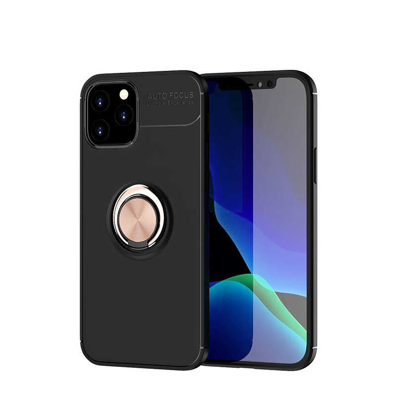 iPhone 12 Pro Max Kılıf Zore Ravel Silikon Kılıf - Siyah-Rose Gold