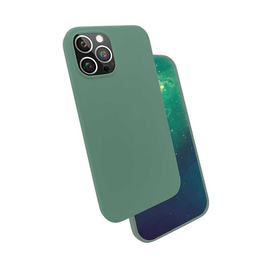 iPhone 12 Pro Max Kılıf Zore Silk Silikon - Koyu Yeşil