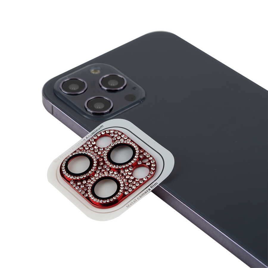 iPhone 12 Pro Max Zore CL-08 Kamera Lens Koruyucu - Kırmızı
