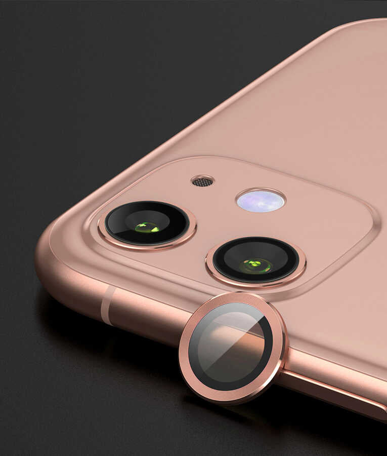 iPhone 12 Zore CL-07 Kamera Lens Koruyucu - Rose Gold