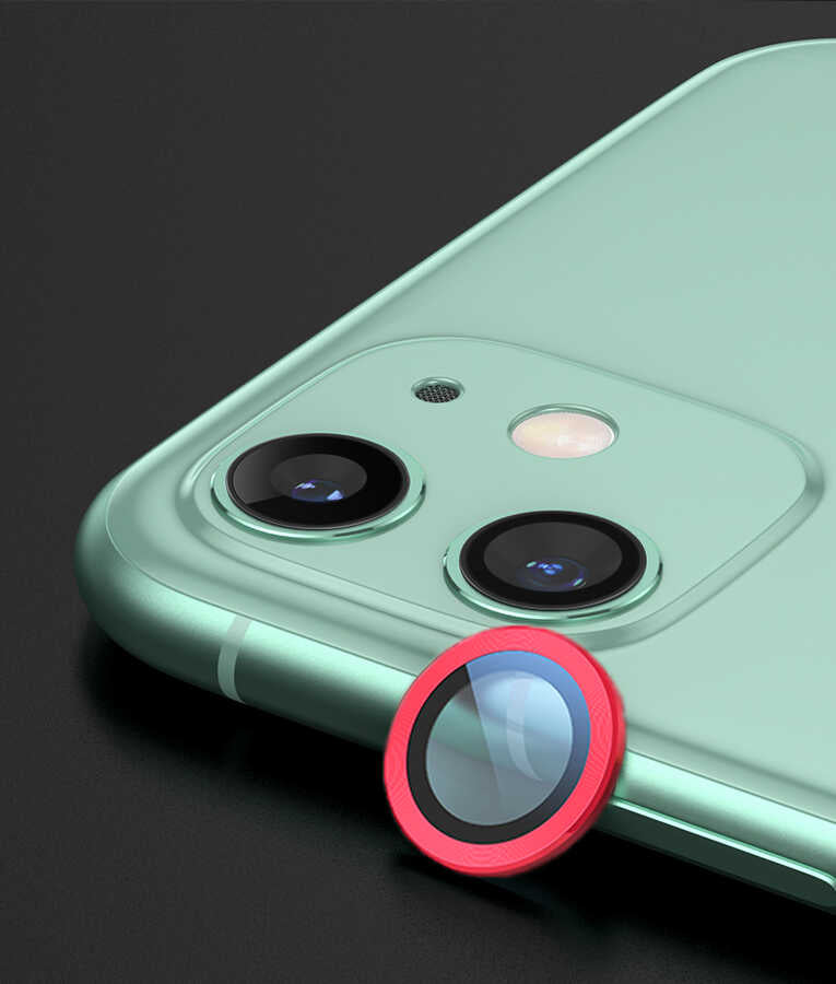 iPhone 12 Zore CL-07 Kamera Lens Koruyucu - Kırmızı
