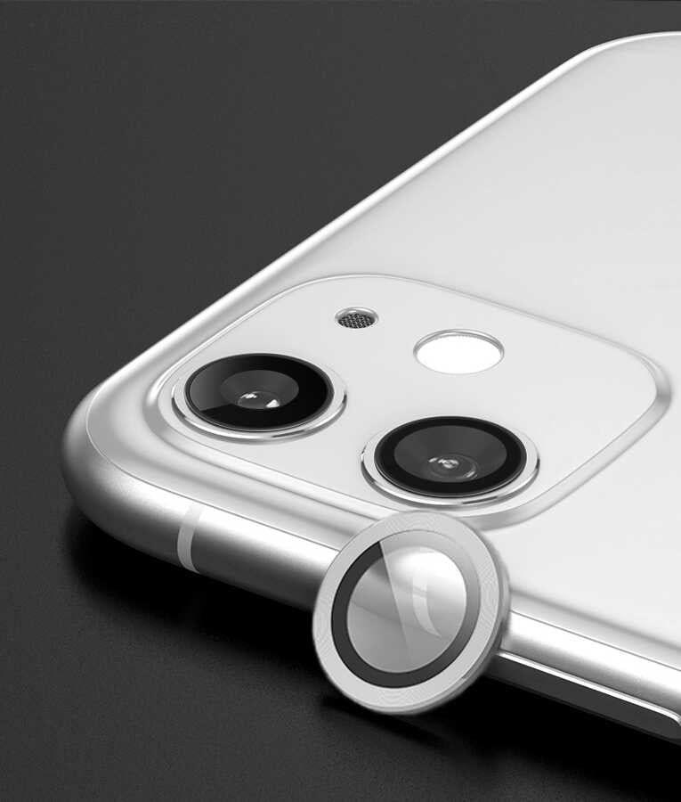 iPhone 12 Zore CL-07 Kamera Lens Koruyucu - Gümüş