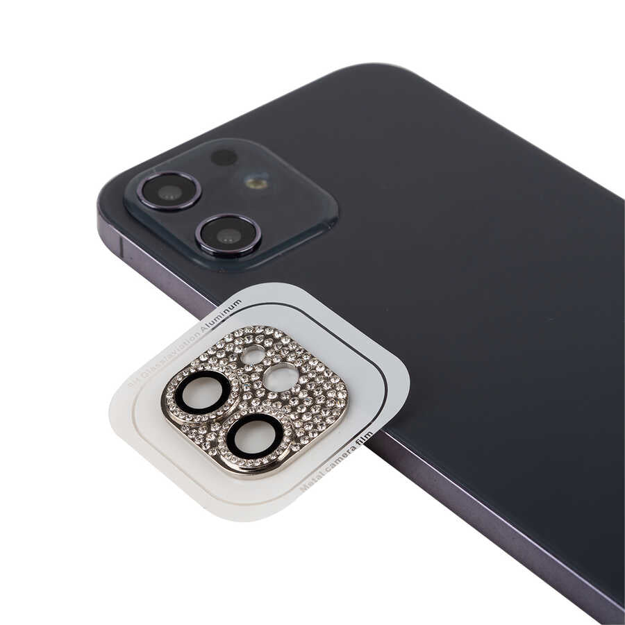 iPhone 12 Zore CL-08 Kamera Lens Koruyucu - Gümüş