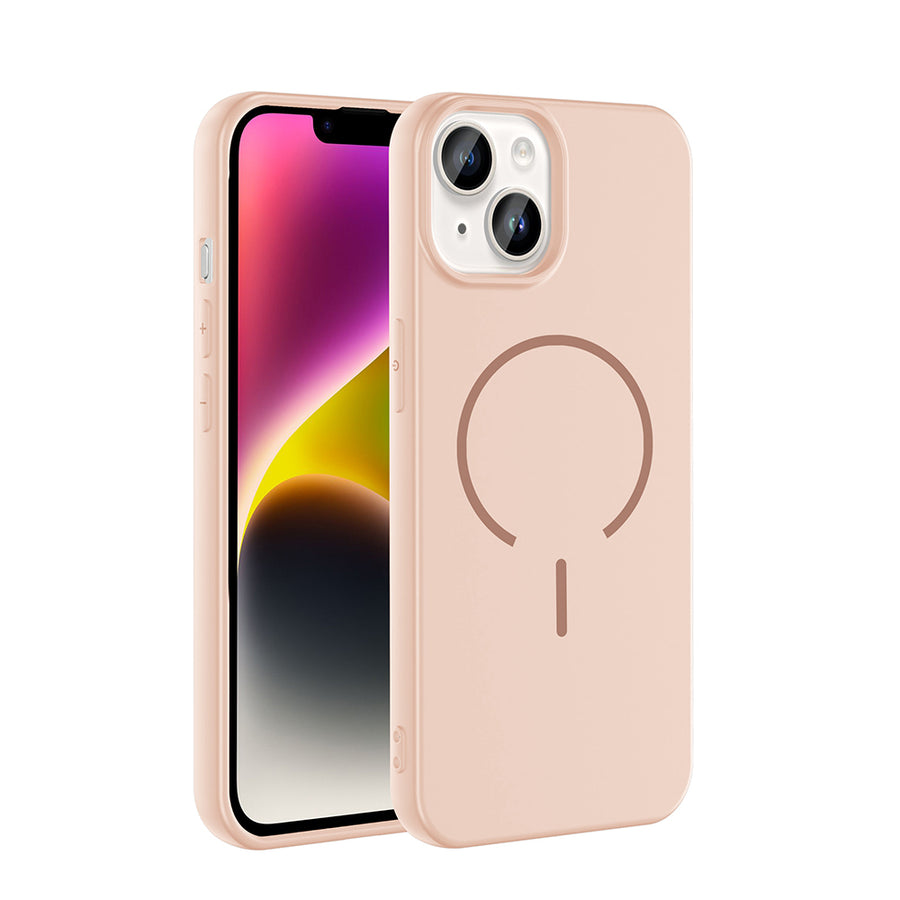 iPhone 13 Kılıf M-safe Şarj Özellikli Zore Meta Kılıf - Rose Pembe
