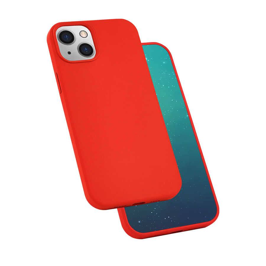 iPhone 13 Kılıf Zore Silk Silikon - Kırmızı