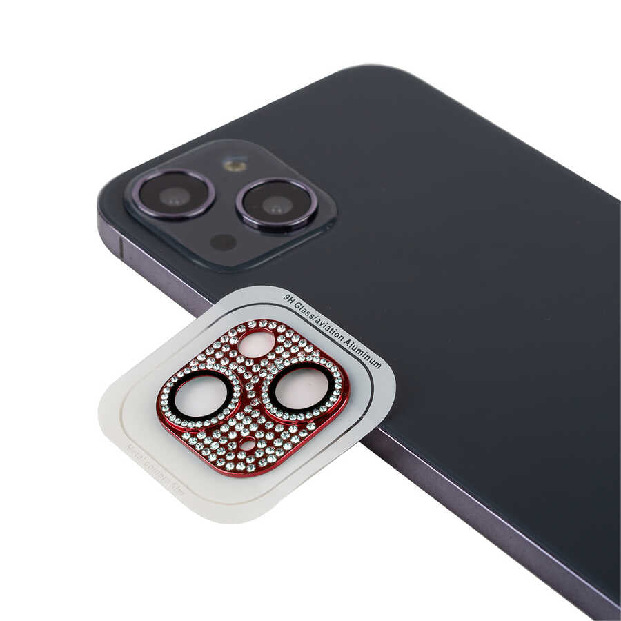 iPhone 13 Mini Zore CL-08 Kamera Lens Koruyucu - Kırmızı