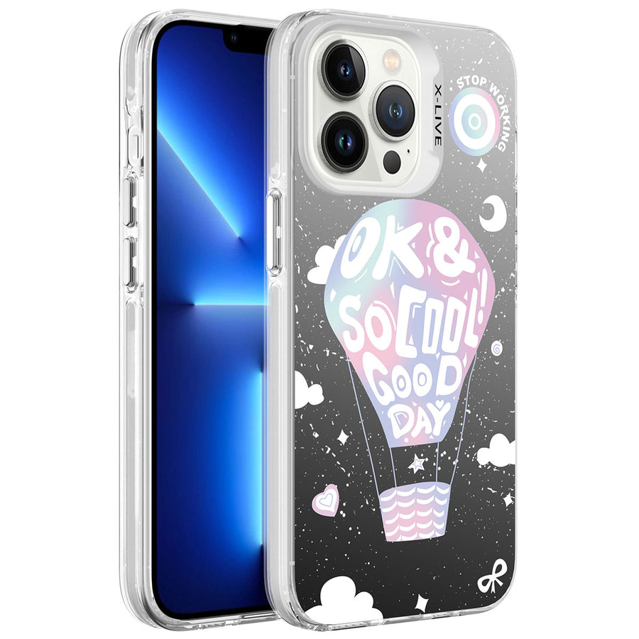 iPhone 13 Pro Kılıf Desenli Zore Silver Sert Kılıf - Balon