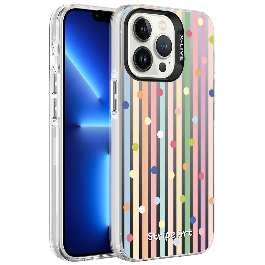 iPhone 13 Pro Kılıf Desenli Zore Silver Sert Kılıf - Noktalar