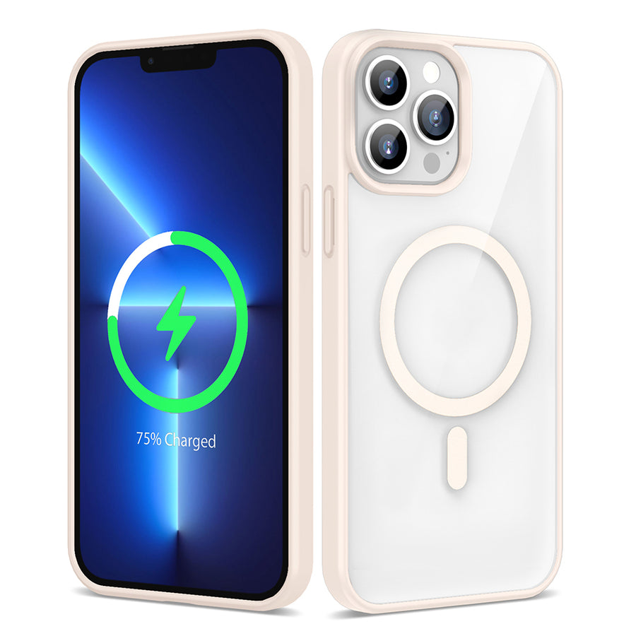 iPhone 13 Pro Kılıf M-safe Wireless Şarj Özellikli Silikon Zore Ege Kılıf - Pembe