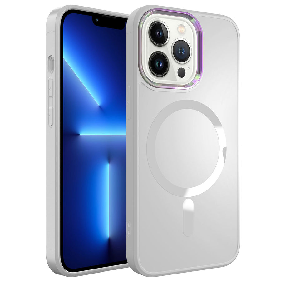 iPhone 13 Pro Kılıf M-safe Wireless Şarj Özellikli Zore Stil Kılıf - Beyaz