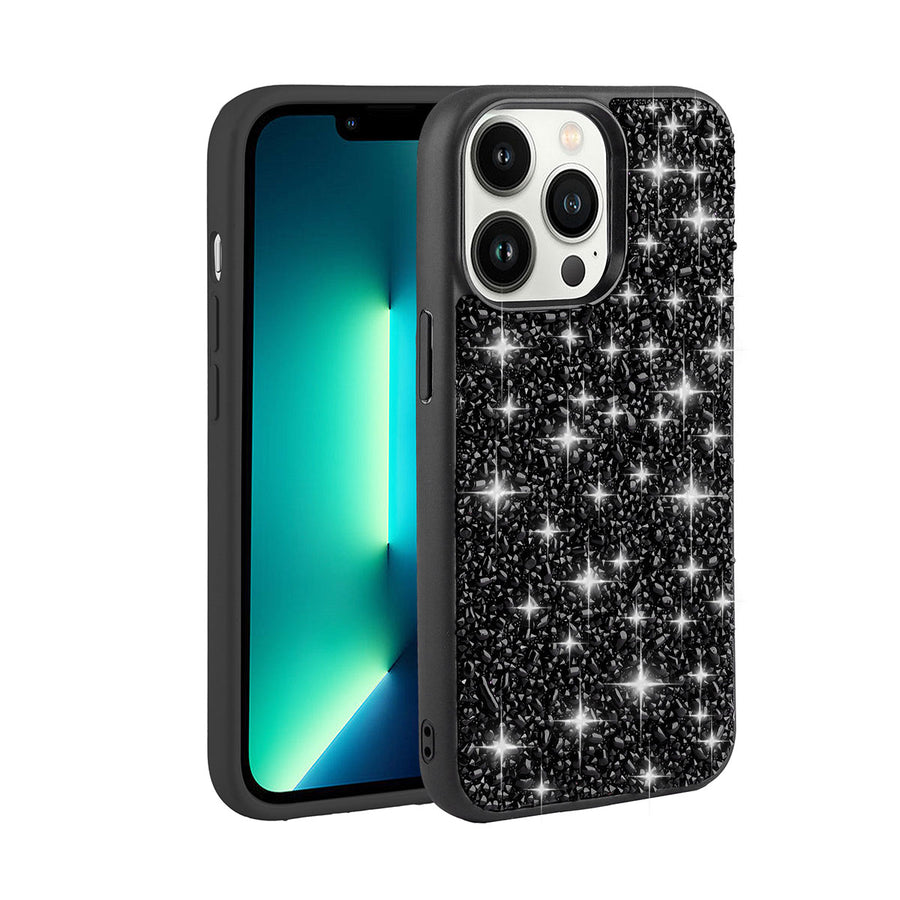 iPhone 13 Pro Kılıf Parlak Taşlı Tasarım Zore Linea Kılıf - Siyah