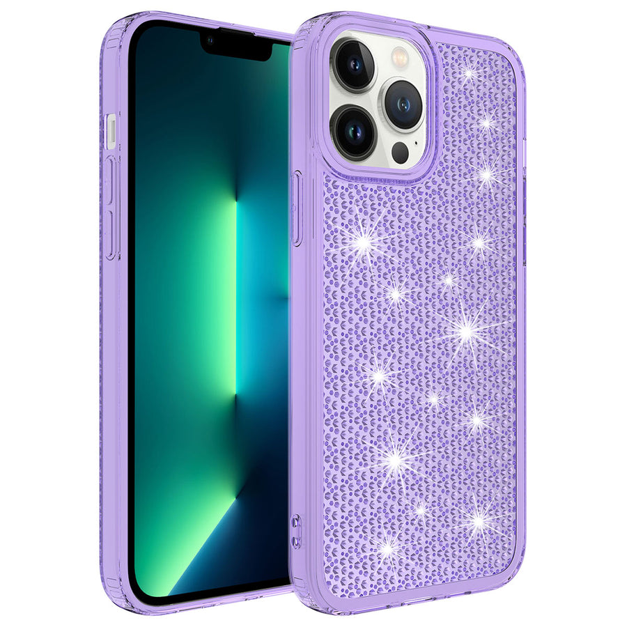 iPhone 13 Pro Max Kılıf Airbagli Parlak Tasarımlı Zore Snow Kılıf - Mor