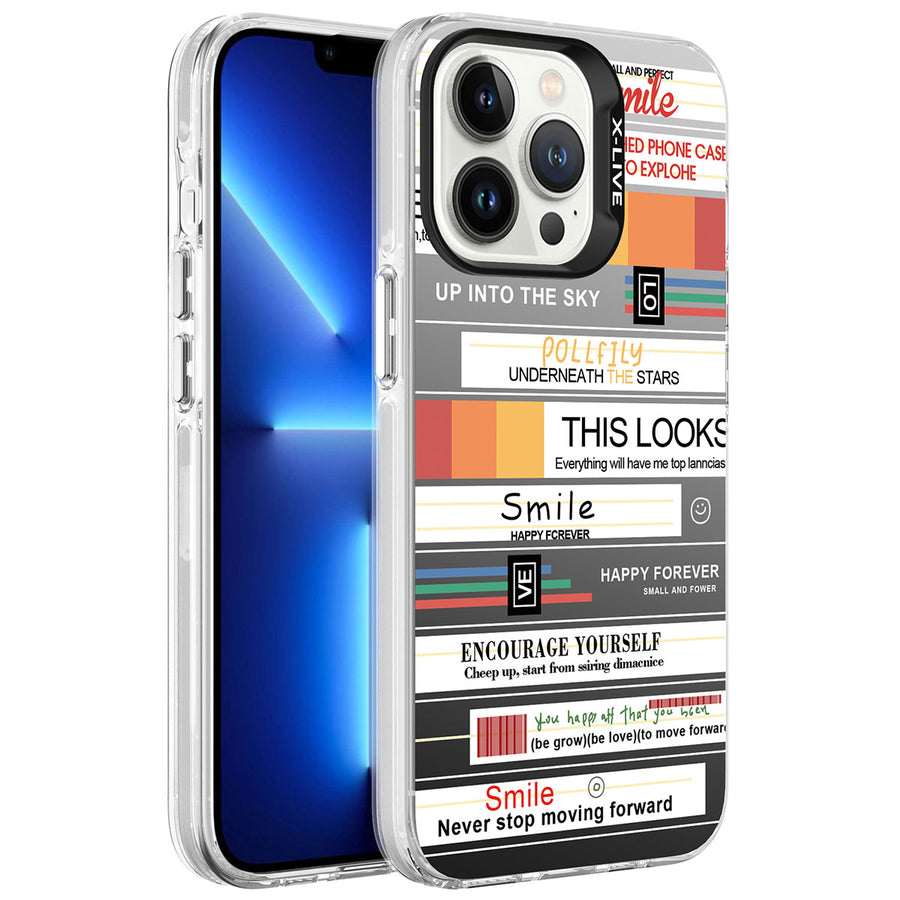 iPhone 13 Pro Max Kılıf Desenli Zore Silver Sert Kılıf - Mottolar