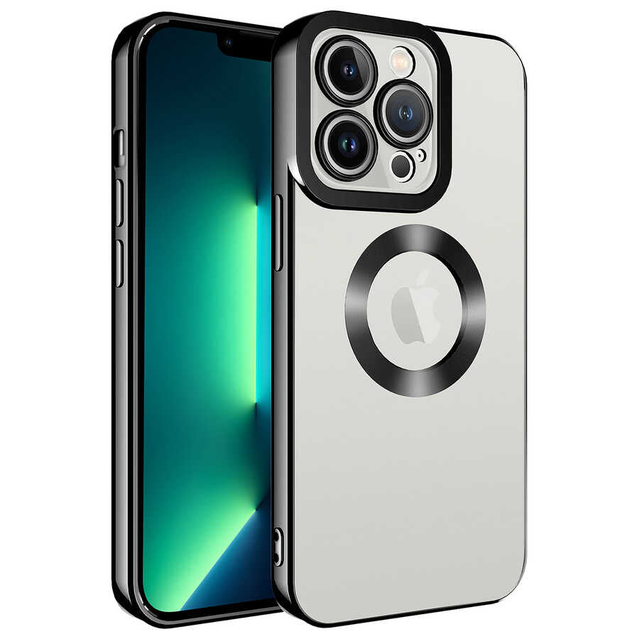 iPhone 13 Pro Max Kılıf Kamera Korumalı Logo Gösteren Zore Omega Kılıf - Siyah