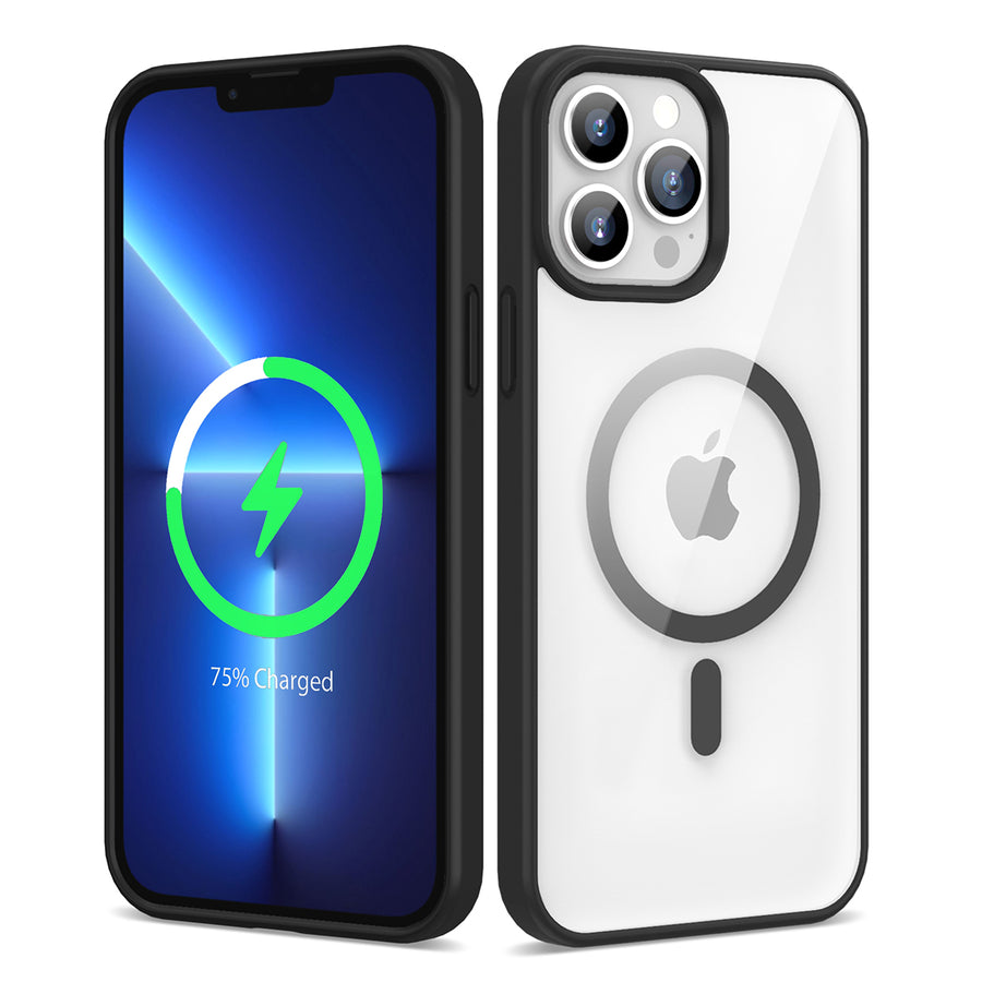 iPhone 13 Pro Max Kılıf M-safe Wireless Şarj Özellikli Silikon Zore Ege Kılıf - Siyah