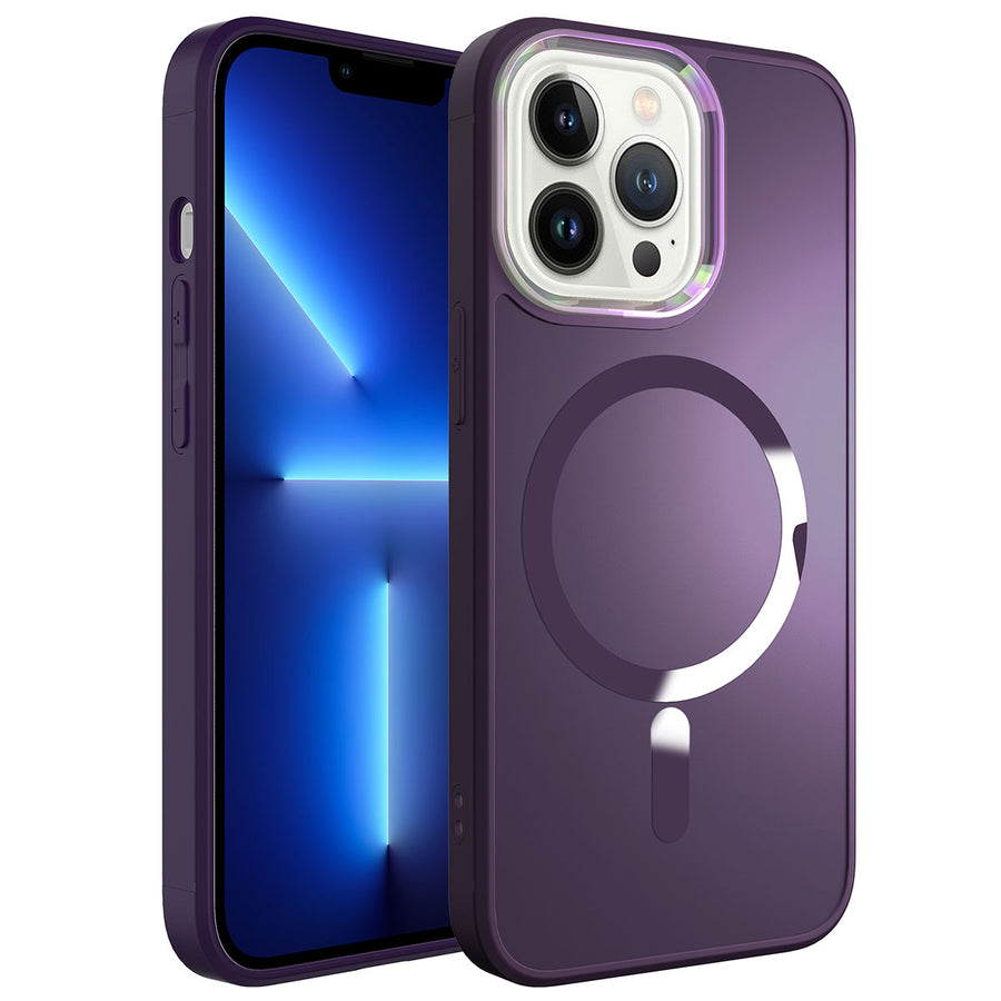 iPhone 13 Pro Max Kılıf M-safe Wireless Şarj Özellikli Zore Stil Kılıf - Derin Mor