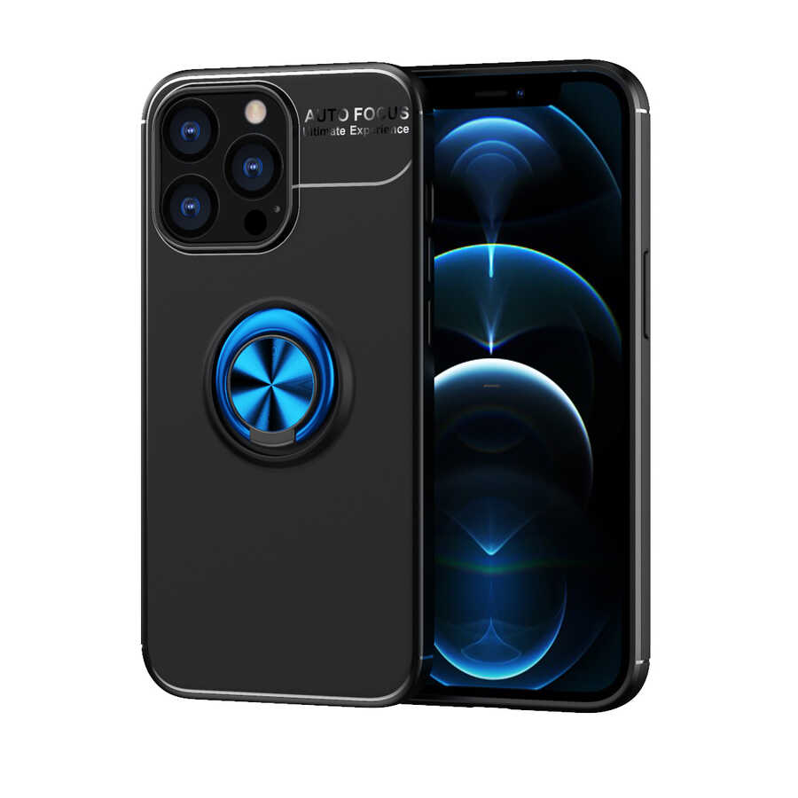 iPhone 13 Pro Max Kılıf Zore Ravel Silikon Kılıf - Siyah-Mavi