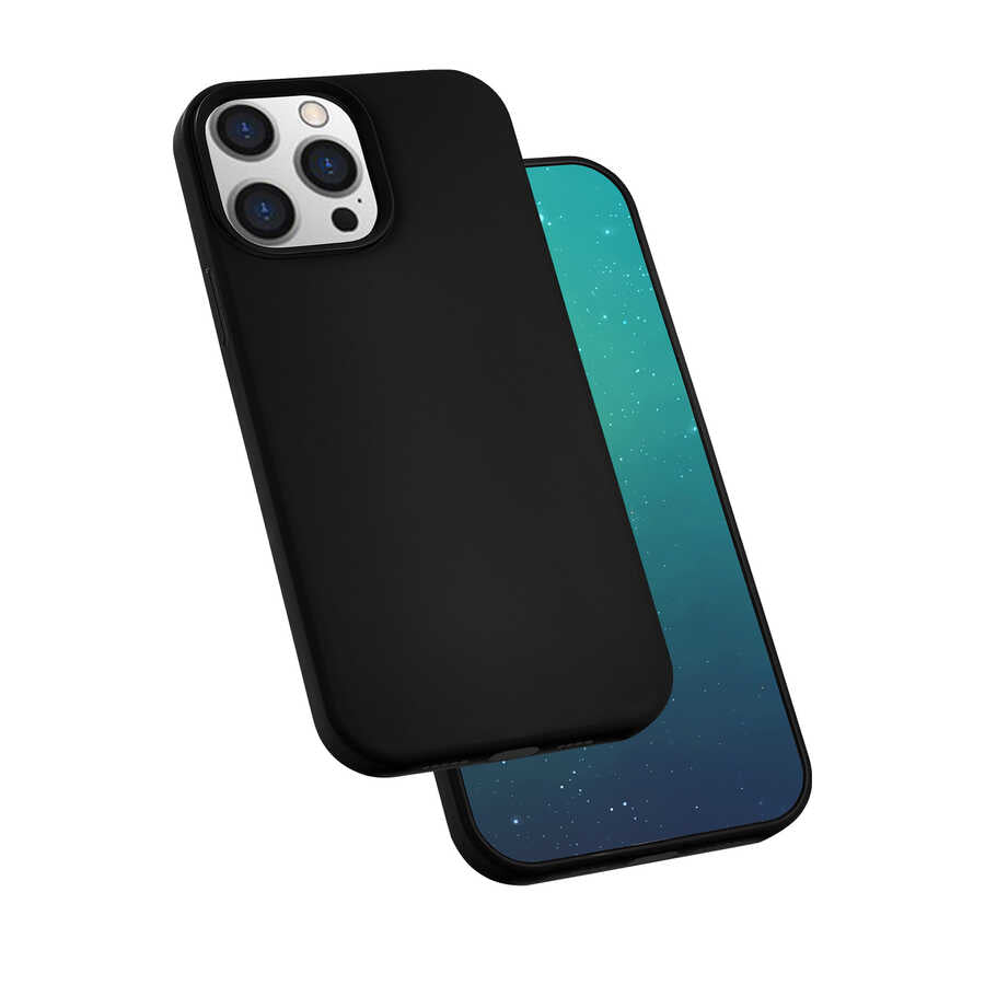 iPhone 13 Pro Max Kılıf Zore Silk Silikon - Siyah