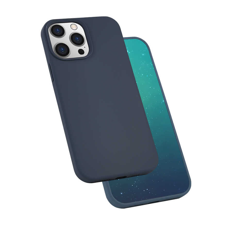 iPhone 13 Pro Max Kılıf Zore Silk Silikon - Lacivert