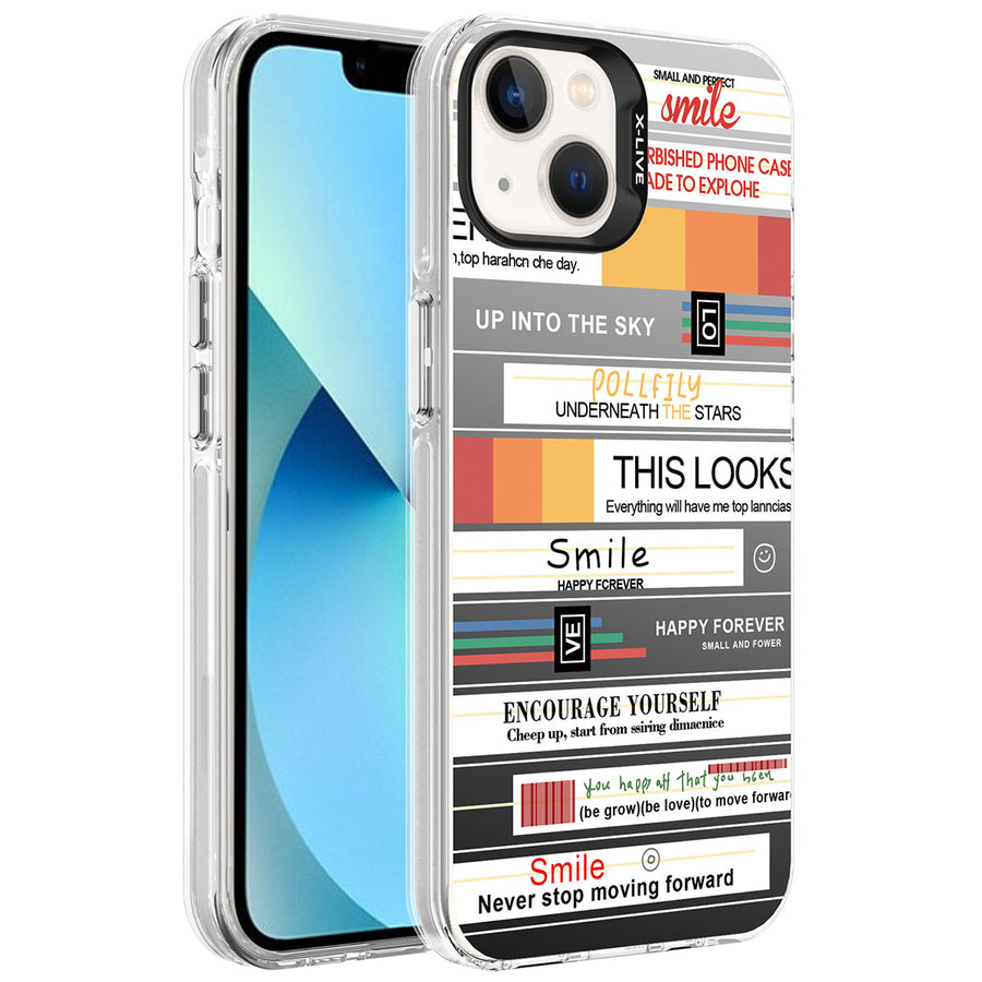 iPhone 14 Kılıf Desenli Zore Silver Sert Kılıf - Mottolar