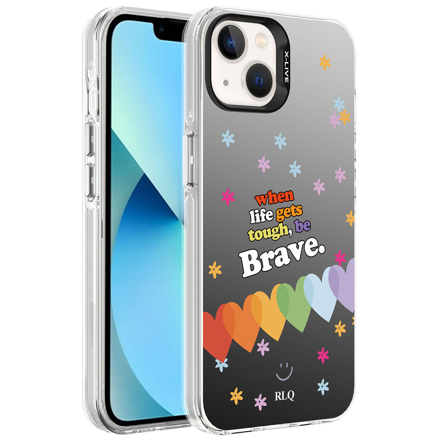 iPhone 14 Kılıf Desenli Zore Silver Sert Kılıf - Kalp