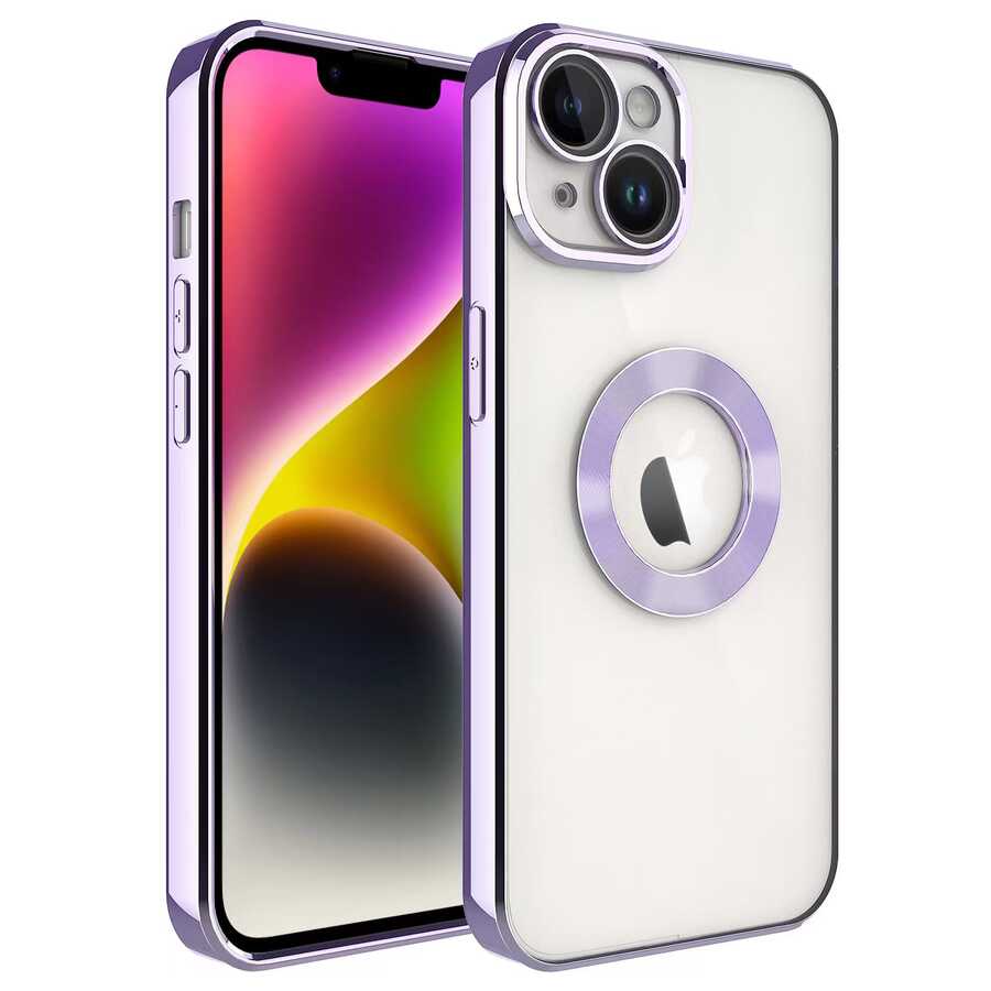 iPhone 14 Kılıf Kamera Korumalı Logo Gösteren Zore Omega Kılıf - Lila