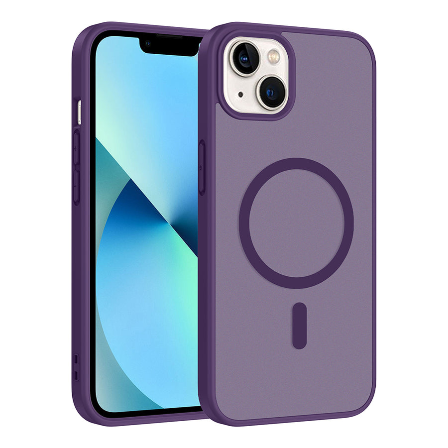 iPhone 14 Kılıf M-safe Şarj Özellikli Zore Babet Kılıf - Derin Mor