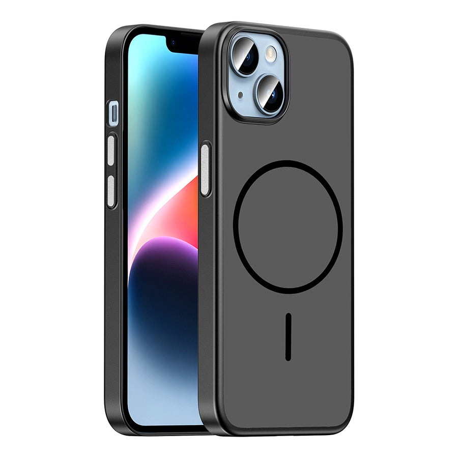 iPhone 14 Kılıf M-Safe Şarj Özellikli Zore Lora PC Kılıf - Siyah