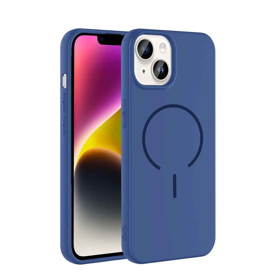 iPhone 14 Kılıf M-safe Şarj Özellikli Zore Meta Kılıf - Lacivert