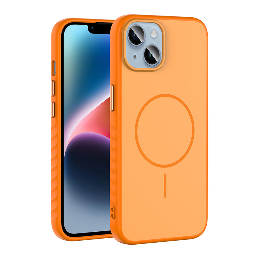 iPhone 14 Kılıf M-safe Şarj Özellikli Zore Tea Kılıf - Turuncu