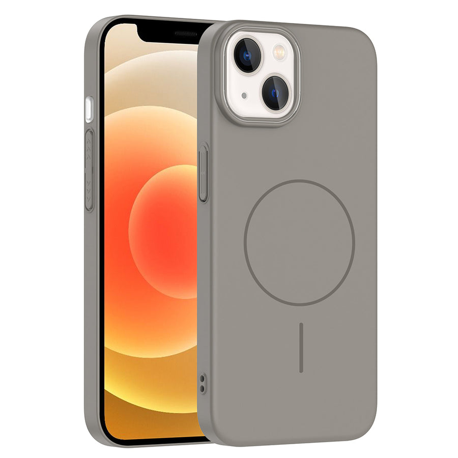 iPhone 14 Kılıf M-safe Şarj Özellikli Zore Ruby Sert Kılıf - Gri